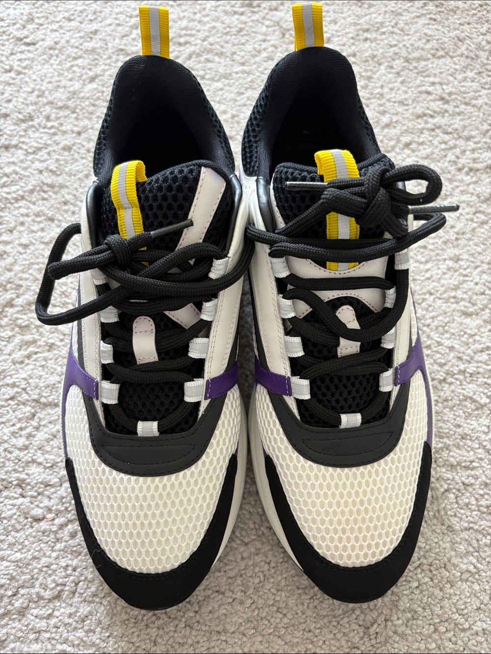 Dior White, Purple & Yellow Chunky Mesh Sneakers